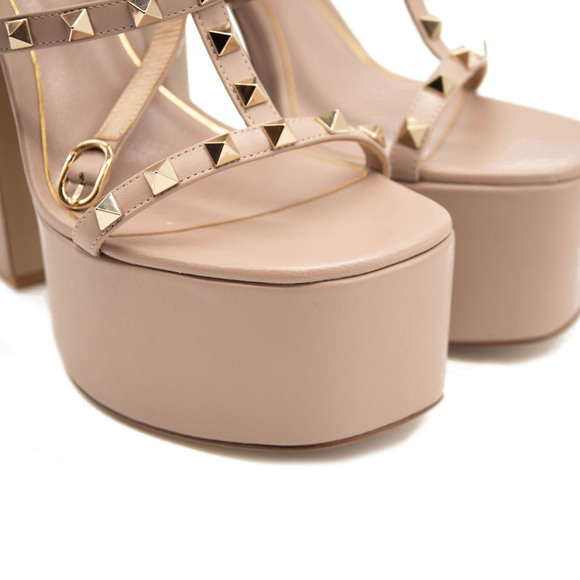 Valentino Rockstud Platform Heels Poudre Taupe Nude Mauve - Picture 8 of 12